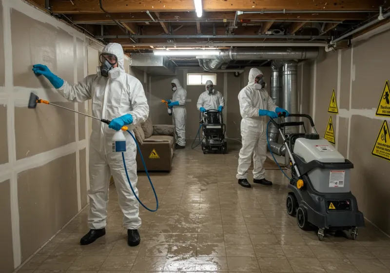 Basement Moisture Removal and Structural Drying process in South Barre, VT